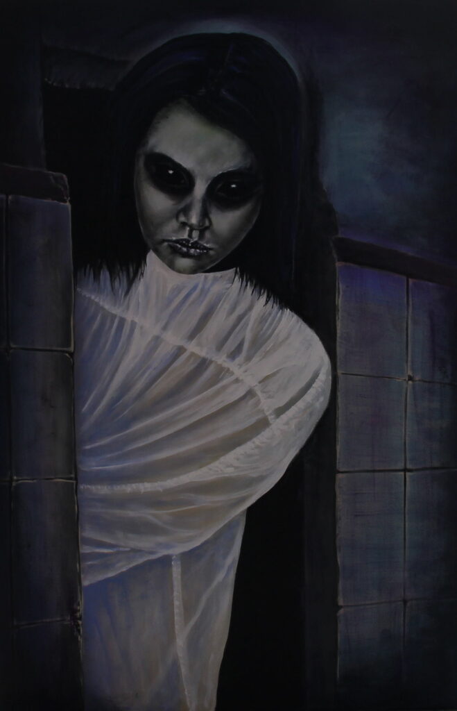 a person standing in a dark room